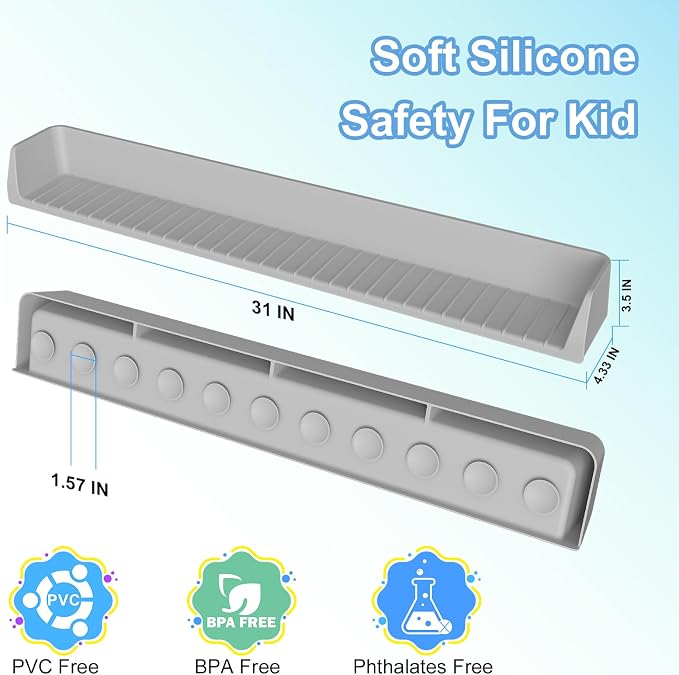 Longer Bathtub Splash Guard for Tub Kids, Bathtub Water Guards Play Shelf for - Image 2