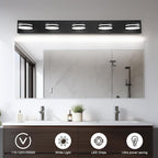 5 Light Bathroom Vanity Light, 30W LED Black Bathroom Light Fixtures Over Mirror - Image 3