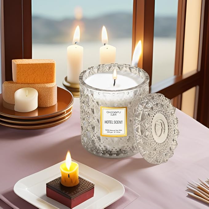 Chloefu LAN Hotel Scented Candle Natural Essential Oil, Luxury Scented Soy Jar - Image 3