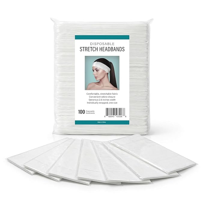 APPEARUS Disposable Stretch Facial Headbands, Snag-Free Adhesive Tab Closure - Image 9