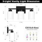 FonmYim Black Bathroom Light Fixtures, 3-Light Modern Vanity Light Over Mirror - Image 2