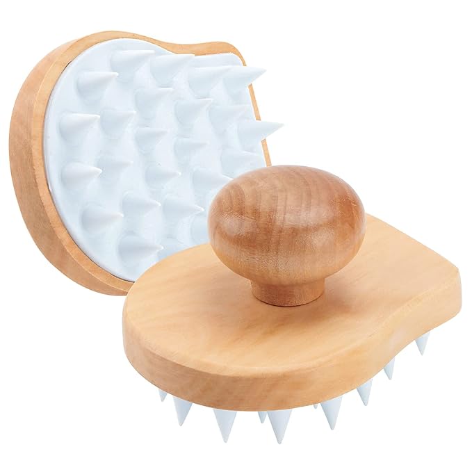 Hangerspace Scalp Massager Shampoo Brush, Wooden Wet and Dry Hair Scalp Care - Image 2