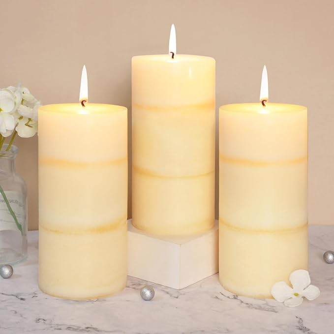 3x6 Inches Jasmine Scented Pillar Candles Ivory White Hand-Poured Long Burning - Image 2