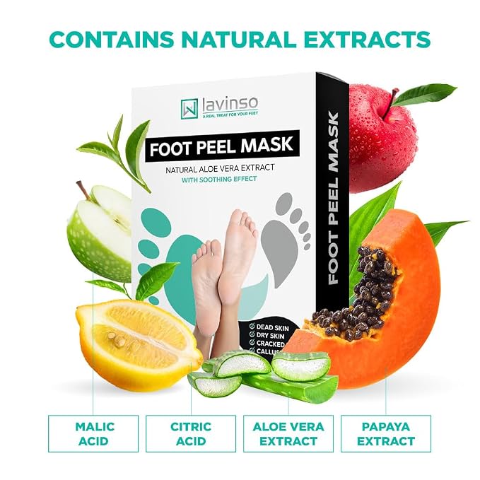 Lavinso Foot Peel Mask for Dry Cracked Feet – 2 Pack Peeling Mask Removes Dead - Image 5