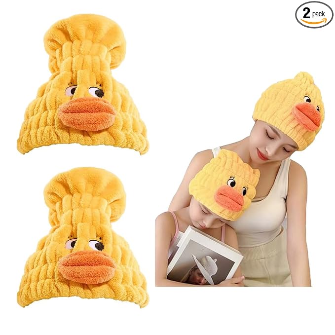 2-Pack Ultra Absorbent Boys Duck Hair Dry Wrap Towel, Cute Animal Quick Drying by Nawpheki