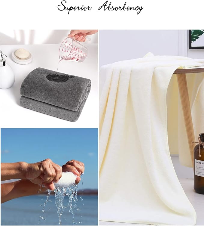 Lumimi Towels 6 Piece Soft Microfiber Bath Towel Set Salon Gym Yoga Travel - Image 5