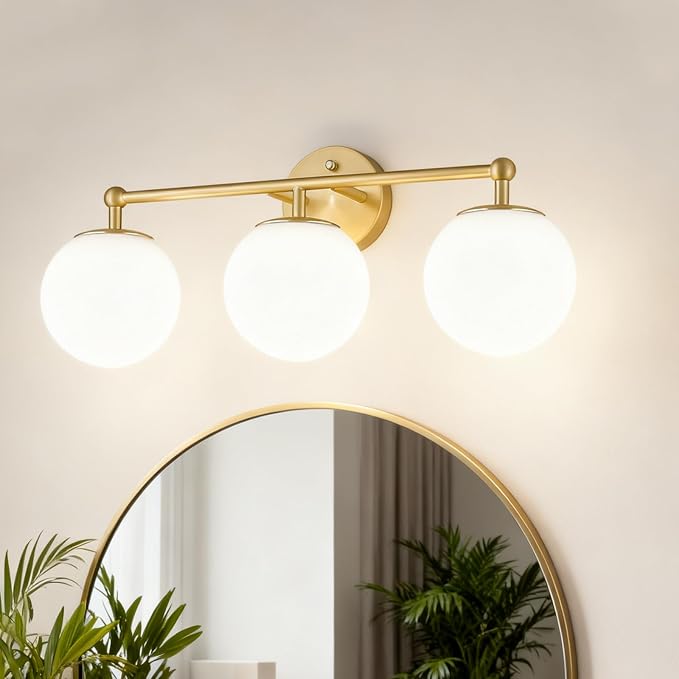 AKEZON Gold Vanity Light for Bathroom, Modern Bathroom Light Fixtures Over by AKEZON