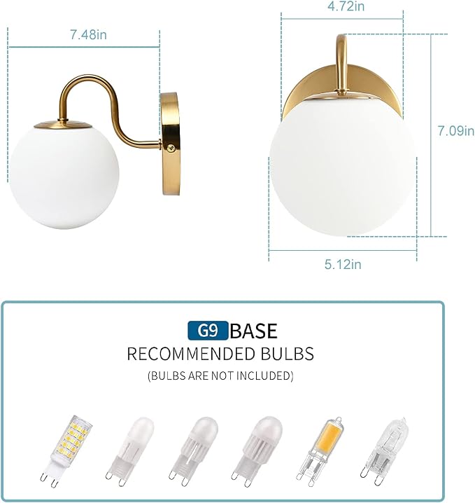 Modern Bedroom Wall Sconce Brushed Brass Indoor Wall Light Fixture Milk White - Image 5
