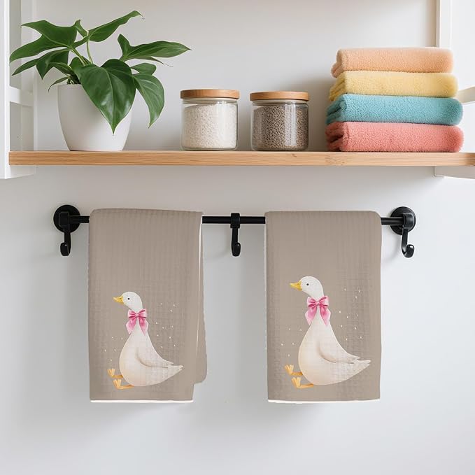 2PCS Cute Goose Gifts Kitchen Towels, Goose Decorative Waffle Weave Dish Tea - Image 4