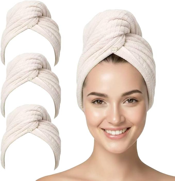 3 Pack Microfiber Hair Towel Wrap by YHPDYL