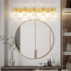 PRESDE 5-Crystal Bathroom Vanity Light Modern Gold Bathroom Lights Fixtures - Image 3