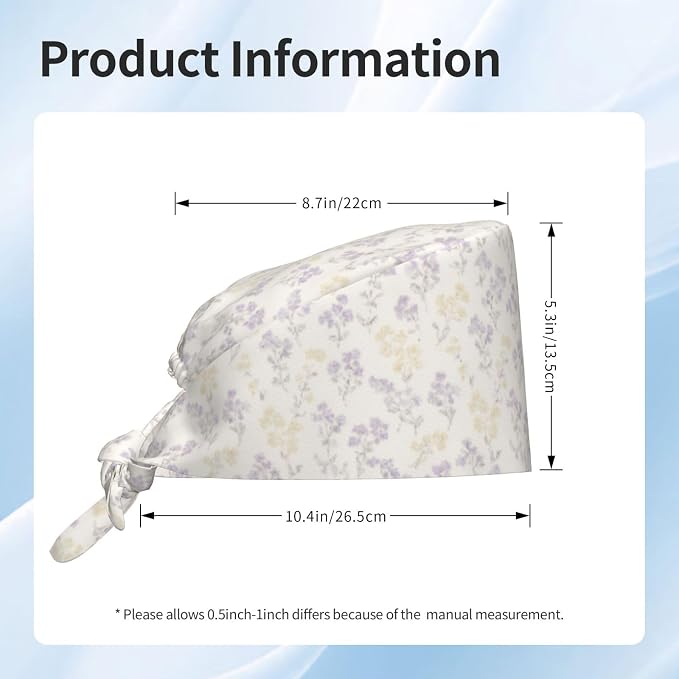 Scrub Cap for Women and Men Boho Black Leaf Pattern Adjustable Breathable - Image 3