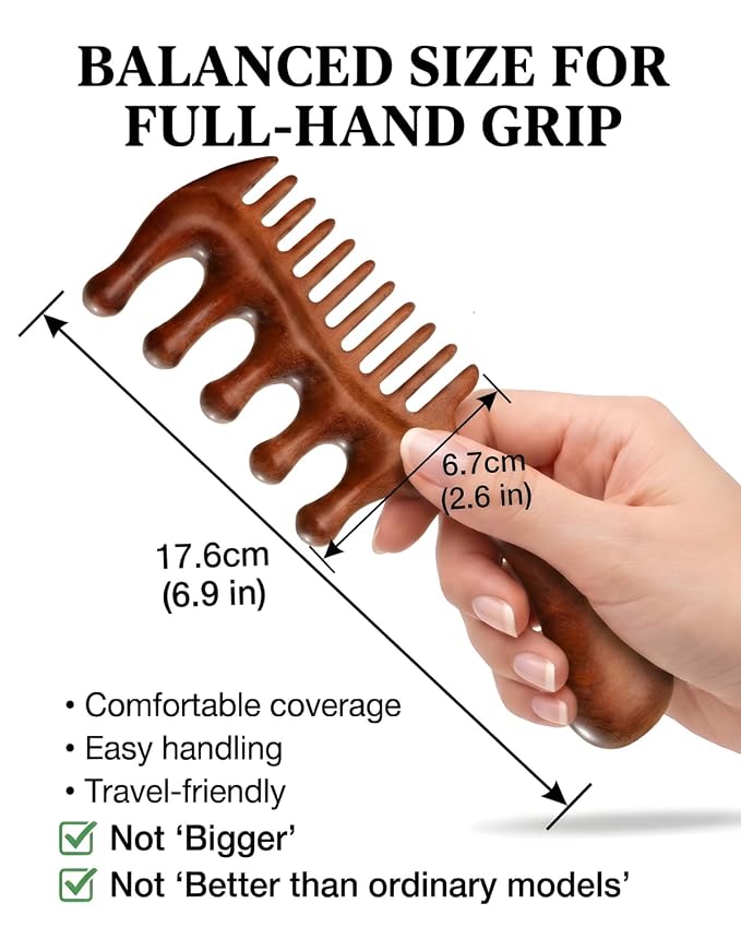 Wooden Scalp Massager Comb – Natural Wood Wide & Fine Tooth - Image 5