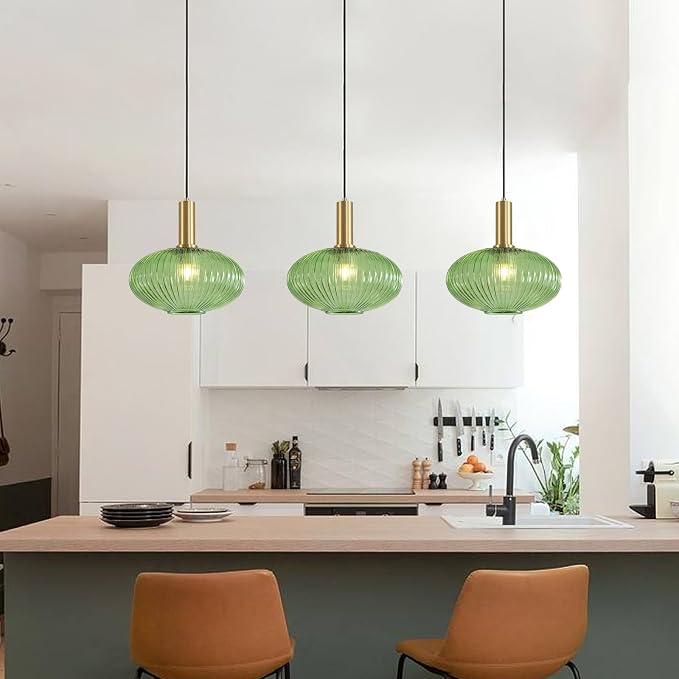 KCO Lighting Modern Gold Globe Pendant Light Black Green Glass Bathroom Fixture - Image 6