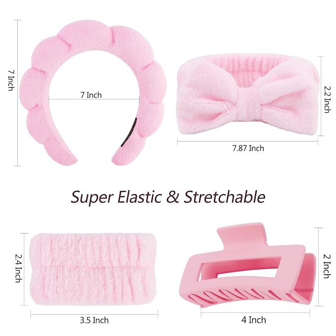 VELSCRUN Spa Headbands for Wash Face, Makeup Headband, Facial Skincare Headbands - Image 7