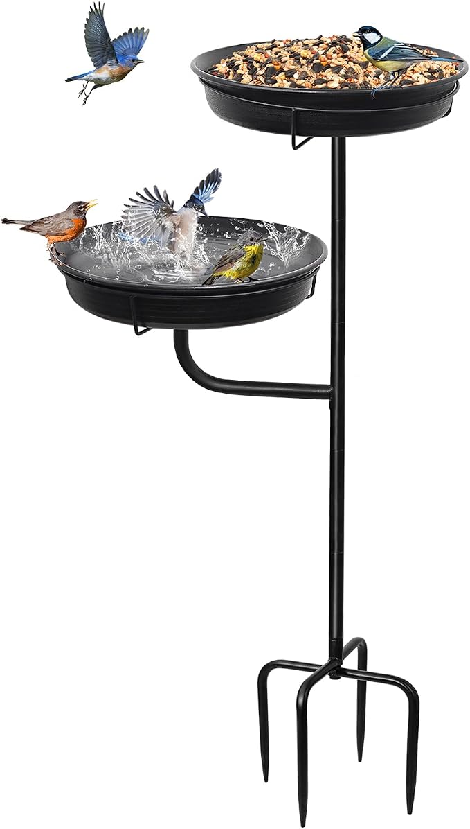 Freestanding Birdbaths Bowl Outdoor, Standing Garden Bird Bath Bird Feeder & by YALINKA