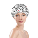 Love Hearts Shower Cap For Women Reusable Waterproof Double Layers Bath Cap - Image 2