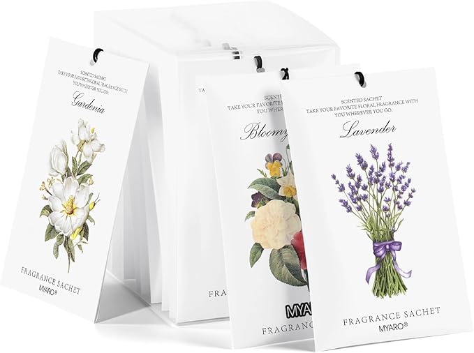 MYARO 12 Packs Scented Sachets for Drawer and Closet, Long-Lasting Potpourri by MYARO