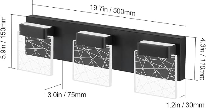 Aipsun Black Vanity Light Modern LED Bathroom Vanity Lighting Fixtures 3 Light - Image 5