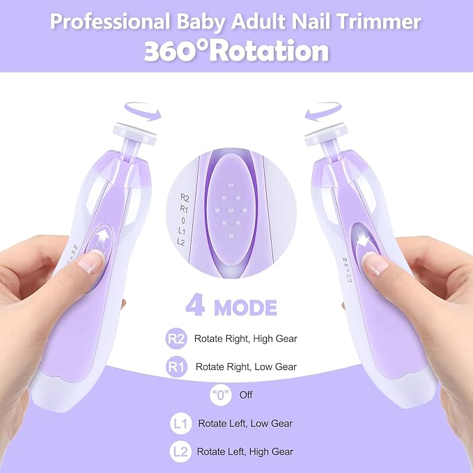 Qunlions life Baby Nail Trimmer Electric, 6 in 1 Baby Nail File Clippers Infant - Image 4