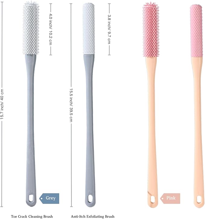 Toe Cleaning Brush with 15.7" Long Handle, Foot Scrubber in Shower, No Bending - Image 3