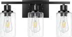 3-Light Vanity Light, Matte Black Bathroom Lighting Fixtures Over Mirror - Image 8