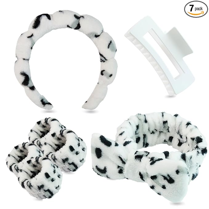 7 Pcs Spa Set, Facial Headband and Wristband Set, Skincare Accessories by Unknown