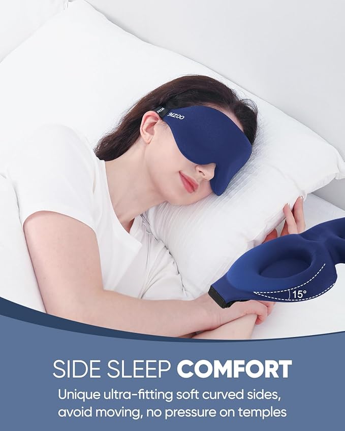 MZOO Luxury Sleep Eye Mask for Side Sleeper Men Women, Zero Eye Pressure 3D - Image 3
