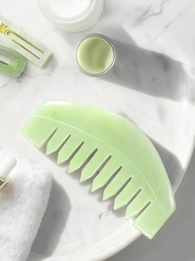 airogym 2 PCS Natural Jade Massage Comb, Guasha Scraping Scalp Comb, Meridians - Image 7