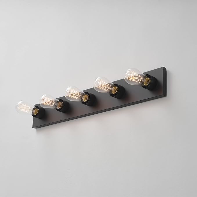 Globe Electric 5-Light Vanity Light, Matte Black, Modern Glam, Bathroom Fixture - Image 6
