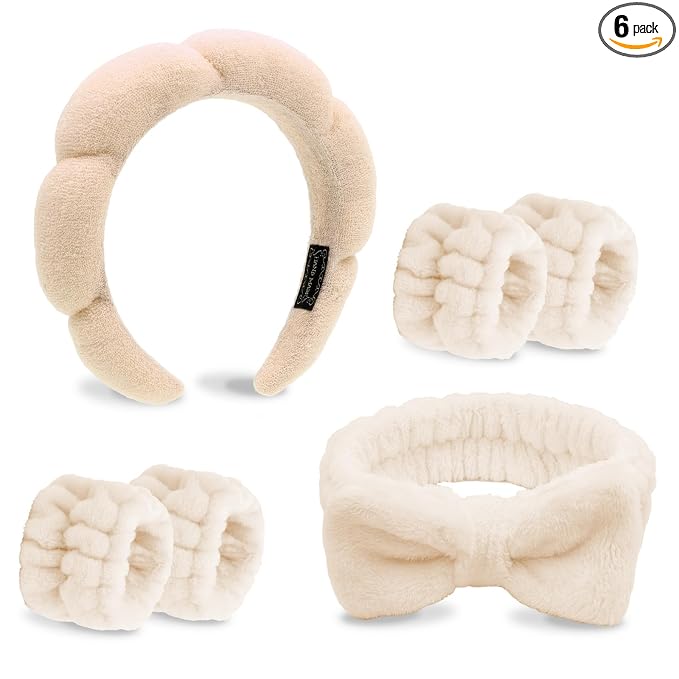 Khaki Spa Headband and Wristband Set-Headband by TIOSRU