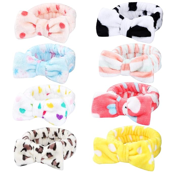 Hishexin 8 Pack Spa Headbands for Women, Soft Bow Skincare Headband for Washing by Hishexin