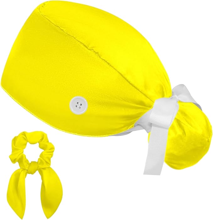 Scrub Cap with Hair Scrunchy, Ponytail Holder Surgical Cap by FVQL