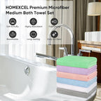 HOMEXCEL 6 Pack Bath Towel Set, Microfiber Ultra Soft Highly Absorbent Bath - Image 3