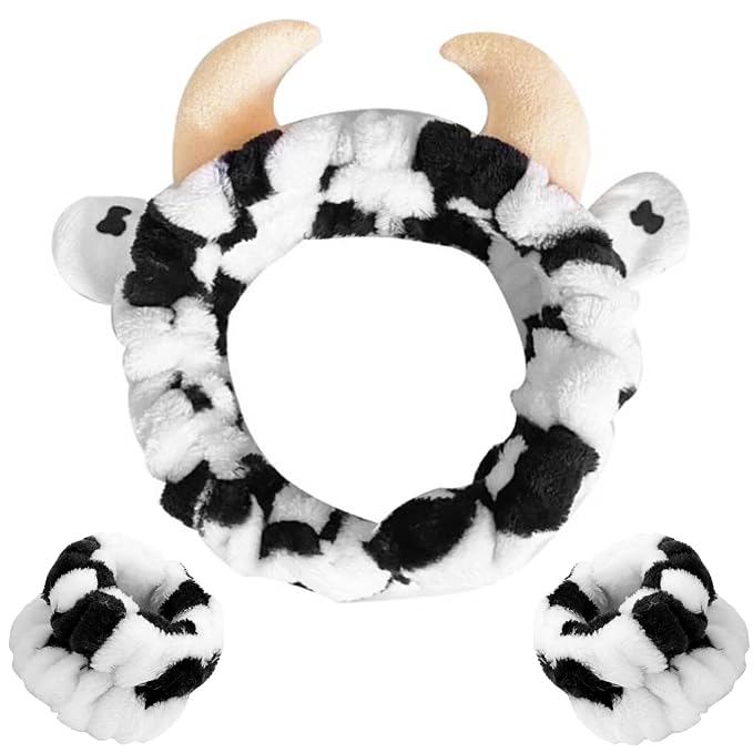 WHAVEL 3PCS Cute Spa Headband Cow Ears Headband by Whavel