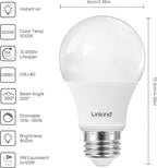 Linkind A19 LED Light Bulbs Dimmable, 60W Equivalent Light Bulbs, 5000K Daylight - Image 2