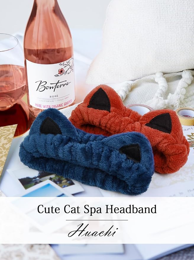 Huachi 2 Packs Cute Cat Spa Headband - Image 4