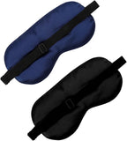 2 PCS Black Blue Satin Sleep Masks, Adjustable Silk Eye Mask - Image 3