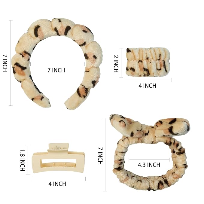 7 Pcs Spa Set, Facial Headband and Wristband Set, Skincare Accessories - Image 6