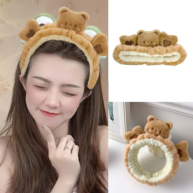 Kawaii Spa Cute Bear Headband for Women Skin Care, Makeup and Wash - Image 5