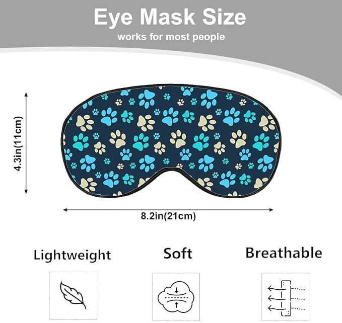 Dog Footprint Sleep Mask Eye Mask Dog Paws Cute Footstep Animal Blue Green - Image 2