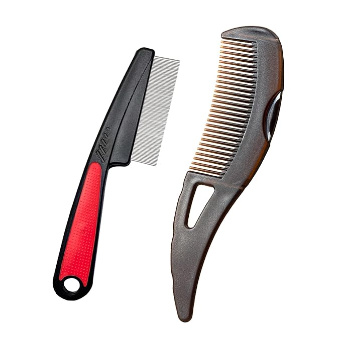 Dandruff Comb Wide Tooth, Stainless Steel Fine Tooth Lice/Psoriasis Scalp Detox by AMZWISH