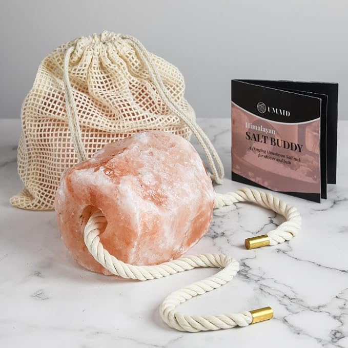 UMAID Himalayan Pink Salt Rock for Shower & Bath – Salt Buddy™ 4 lb Hanging - Image 4