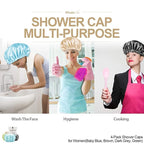 Shower Cap for Women Reusable Extra Large Shower Caps for Men Satin Double - Image 6