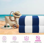 CASA COPENHAGEN Cabana Towels 2Pcs Cobalt Blue Designer Stripe Beach Bathsheet - Image 2