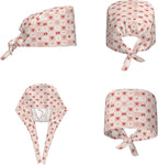 Scrub Cap for Women and Men Boho Black Leaf Pattern Adjustable Breathable - Image 2