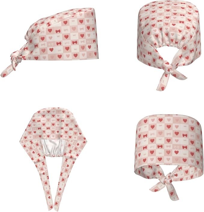 Scrub Cap for Women and Men Boho Black Leaf Pattern Adjustable Breathable - Image 2