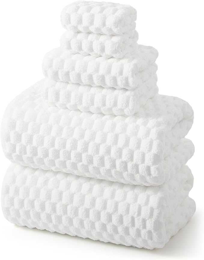 REDKISS White Microfiber Towels Set of 6-35x70 Inches Oversized Bath Sheets by REDKISSOnline