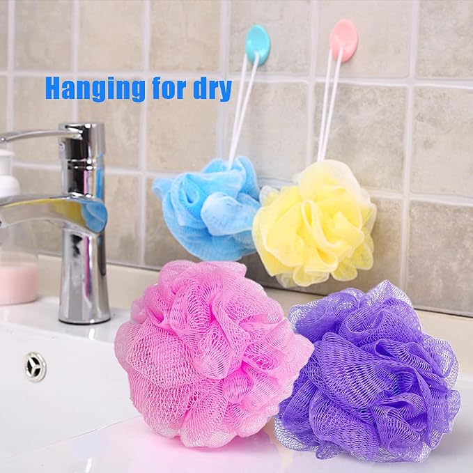 10 Pcs Bath Loofah Shower, Small Mesh Sponge Pouf Colorful Exfoliating Scrubber - Image 5