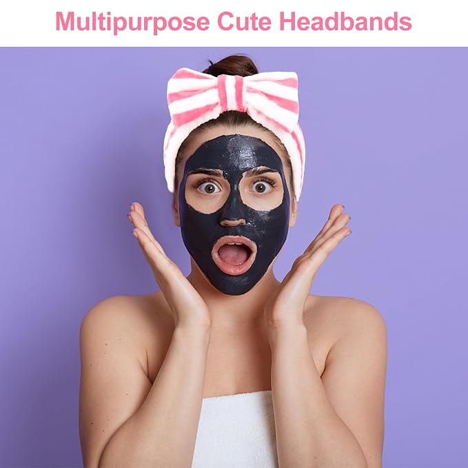 Ondder 8 Pcs Striped Spa Terry Cloth Headbands - Image 6